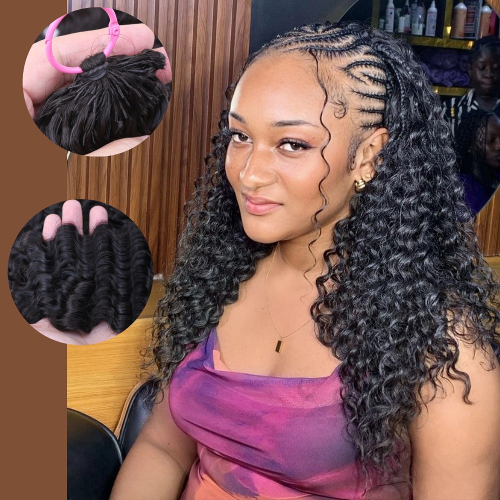 Hair Bundles - شعر بشري مجدول بالكروشيه للنساء ذوات