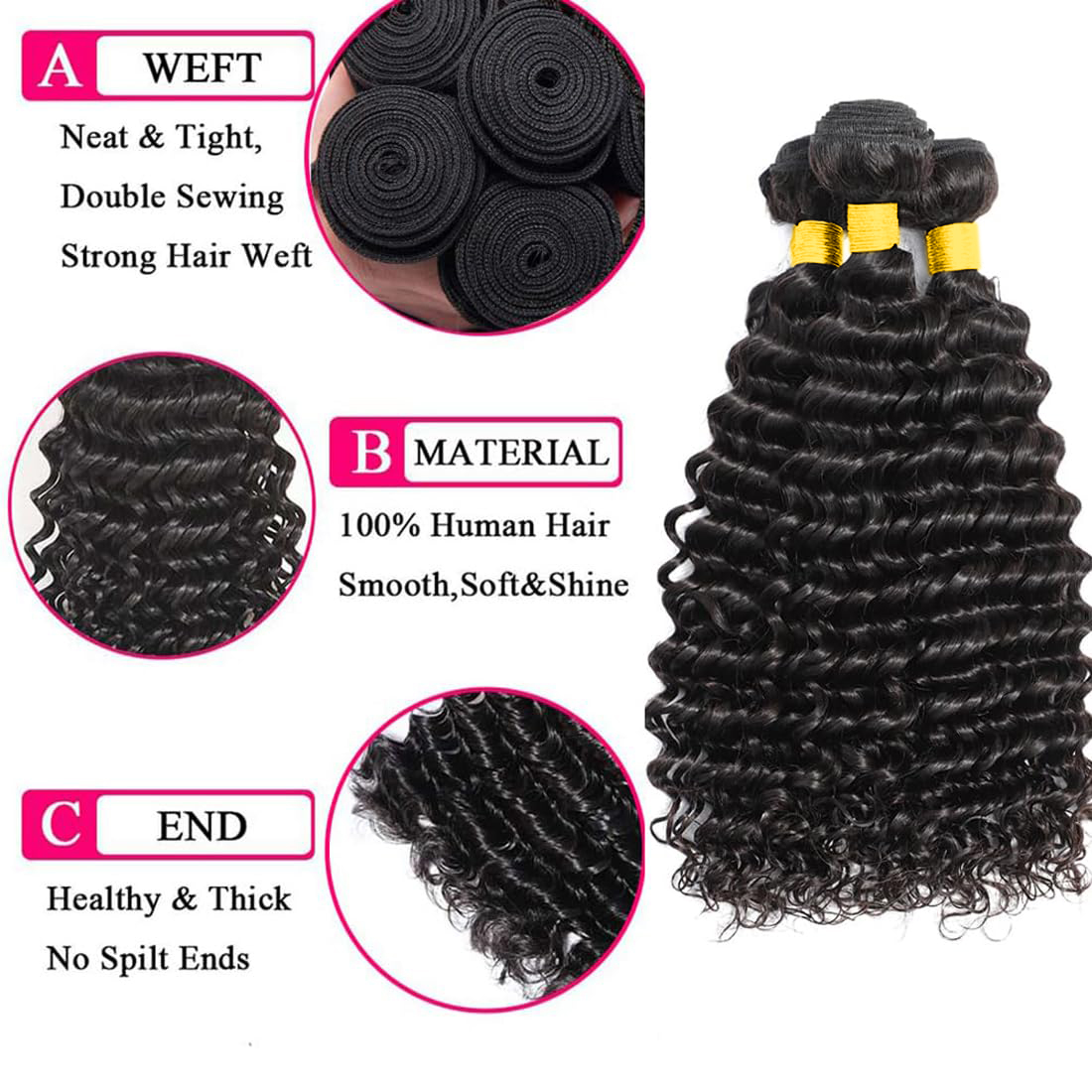حزم شعر مموج عميق مع إغلاق 4x4 - مراجعة Deep Wave 3 Bundles With Closure وسعره