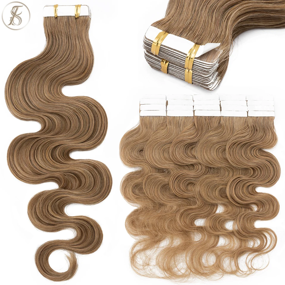 TESS 20 قطعة شريط متموج في وصل - مراجعة Invisible Tape In Extensions Real Hair وسعره