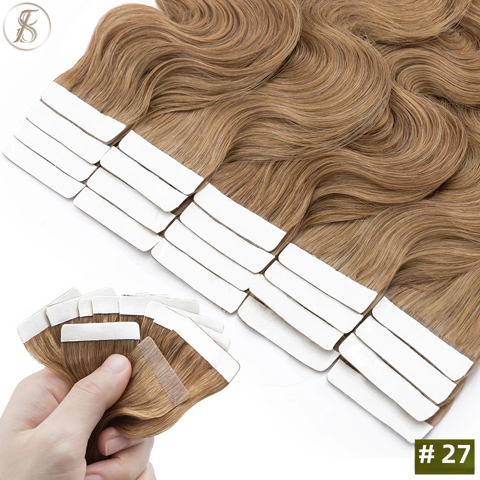 TESS 20 قطعة شريط متموج في وصل - مراجعة Invisible Tape In Extensions Real Hair وسعره