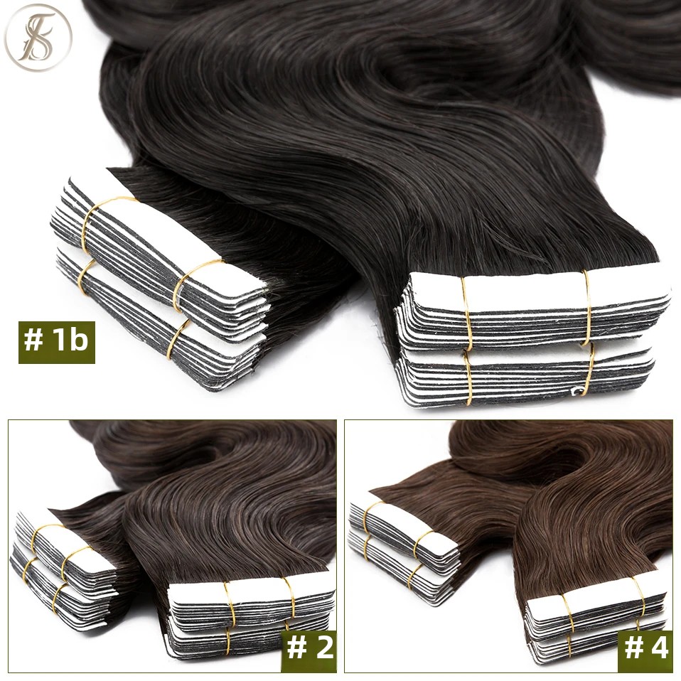 TESS 20 قطعة شريط متموج في وصل - مراجعة Invisible Tape In Extensions Real Hair وسعره
