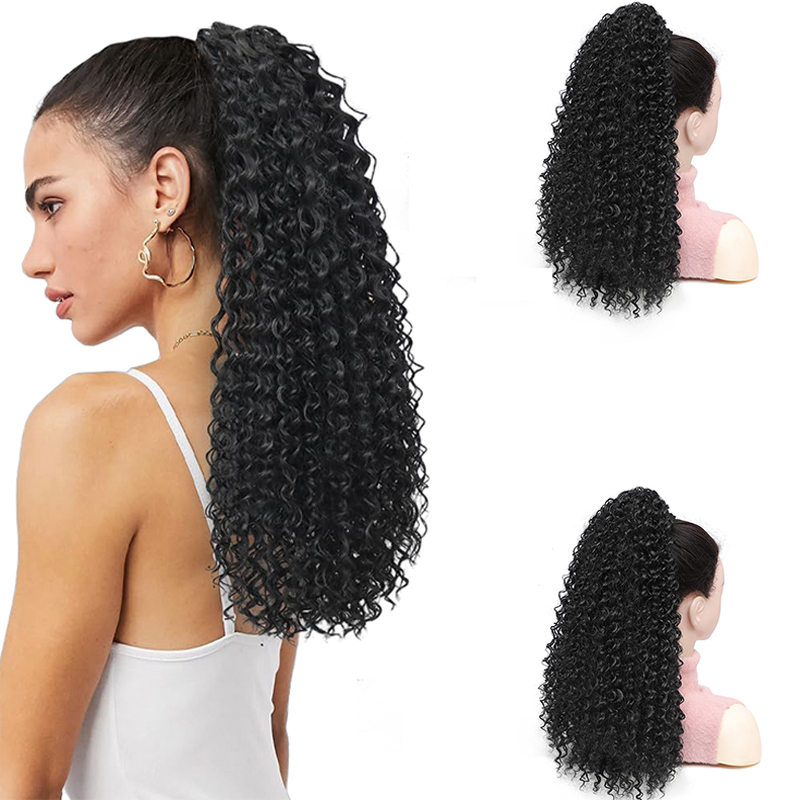 قطعة شعر صناعية على شكل ذيل حص - مراجعة Drawstring Afro Curly Puff Ponytail وسعره