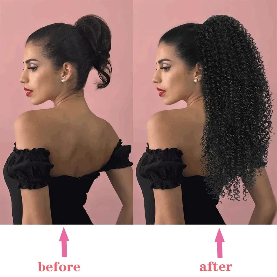 قطعة شعر صناعية على شكل ذيل حص - مراجعة Drawstring Afro Curly Puff Ponytail وسعره