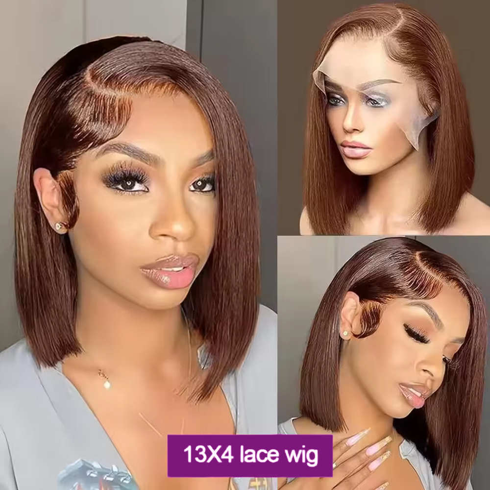 شعر مستعار قصير بني شوكولاتة م - مراجعة Pre Parted 13X4 Lace Front Bob Wig وسعره