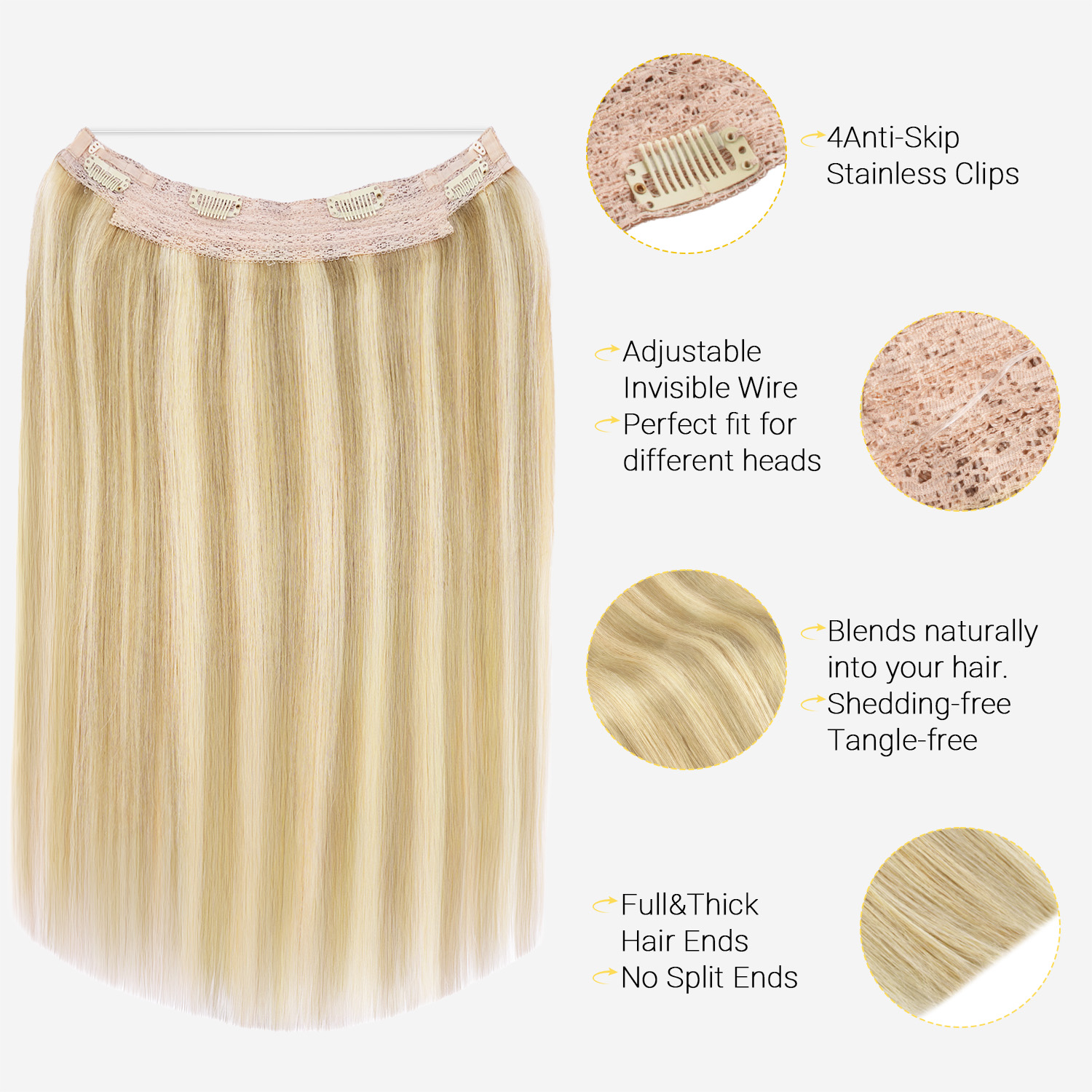وصلات شعر هالو غير مرئية من سو - مراجعة Seamless Clip In Hair Extensions Human Hair وسعره