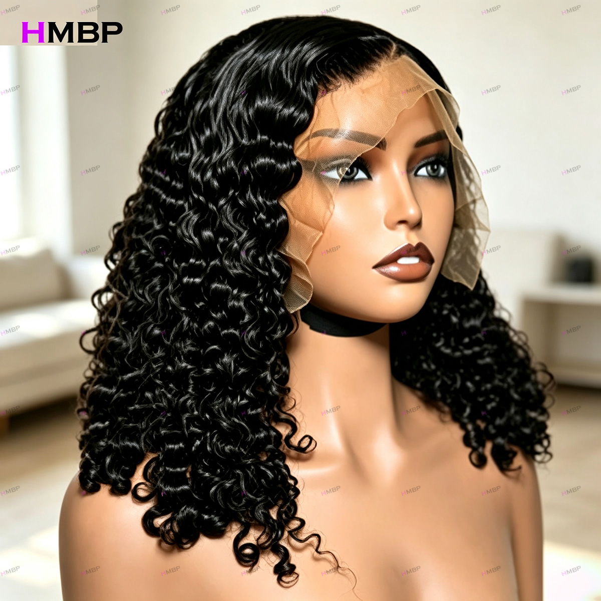 شعر مستعار بشري مجعد مموج 7x7  - مراجعة Hd Lace Frontal Wig Human Hair Pre Plucked وسعره