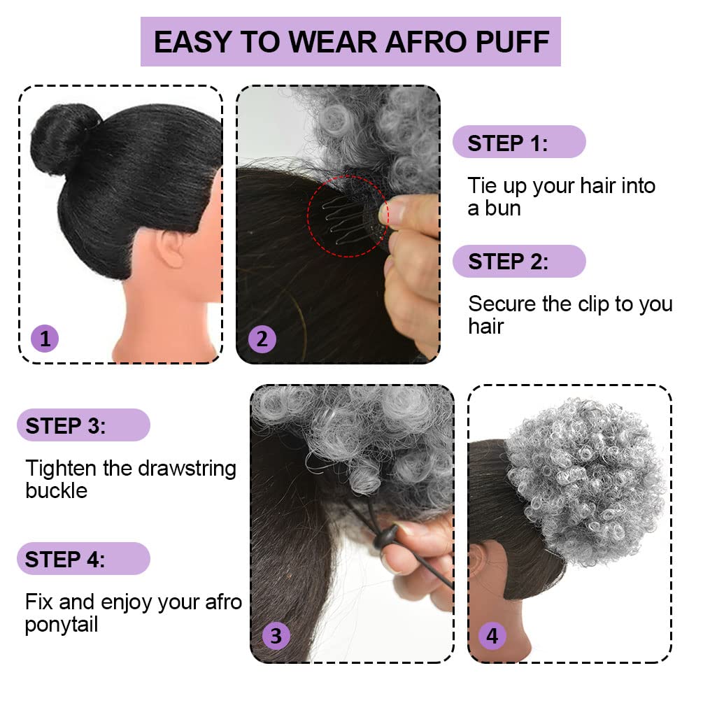 وصلات شعر صناعية قصيرة مجعدة ك - مراجعة Drawstring Afro Curly Puff Ponytail وسعره