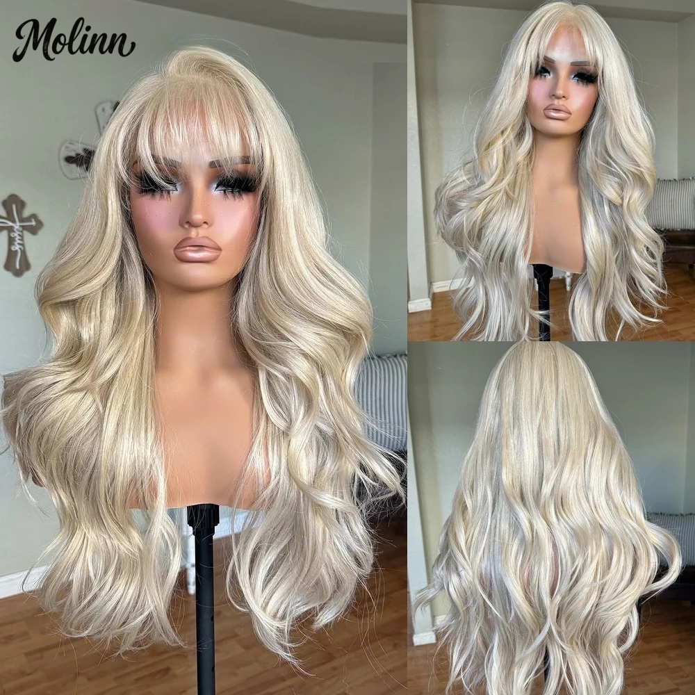 شعر مستعار صناعي مموج بلون أشق - مراجعة 613 Blonde Body Wave Lace Front Wig وسعره